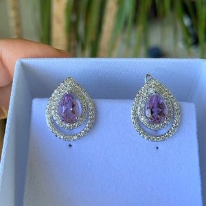 Natural Amethyst Silver Earrings